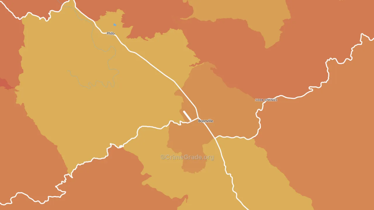 Boonville, CA Map of Murder Rates