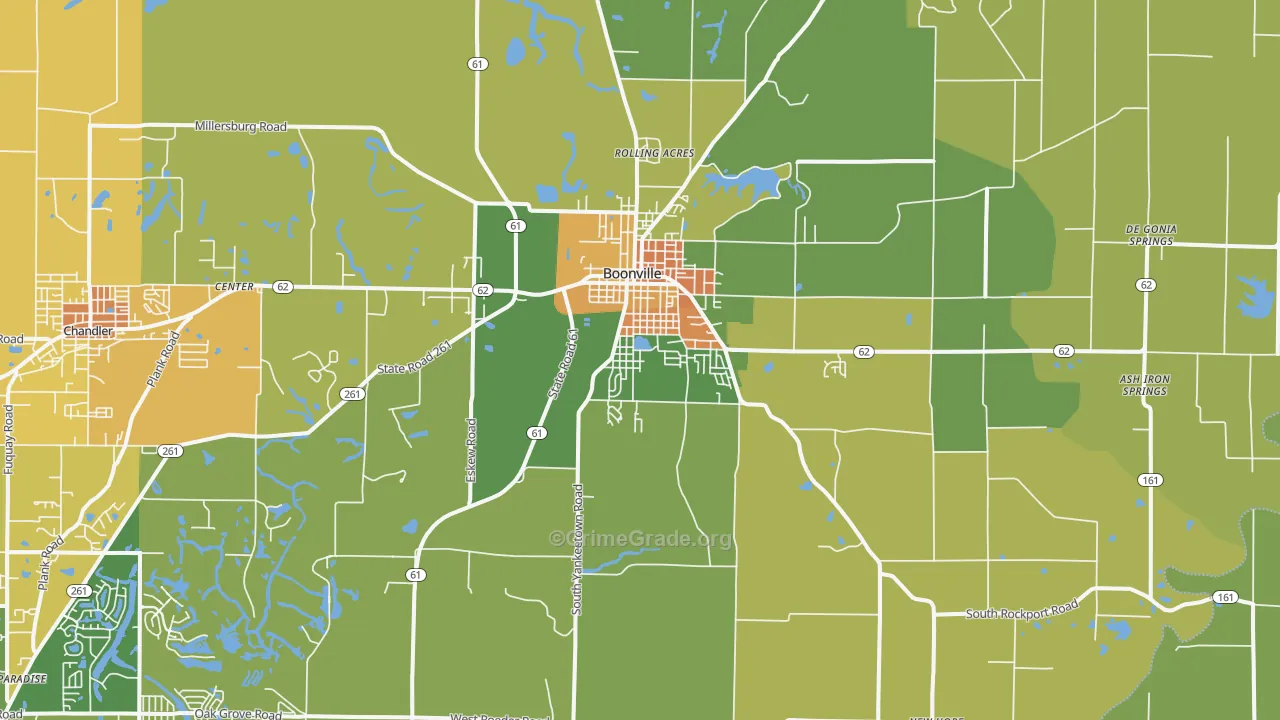 Boonville, IN Map of Murder Rates