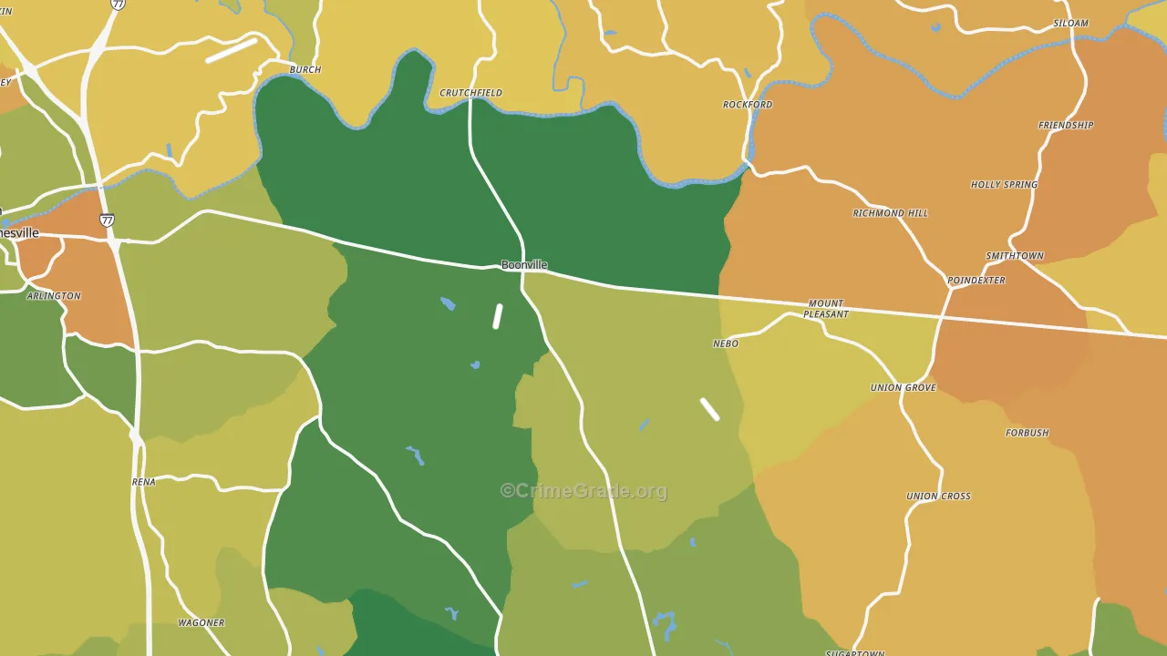 Boonville, NC Map of Murder Rates