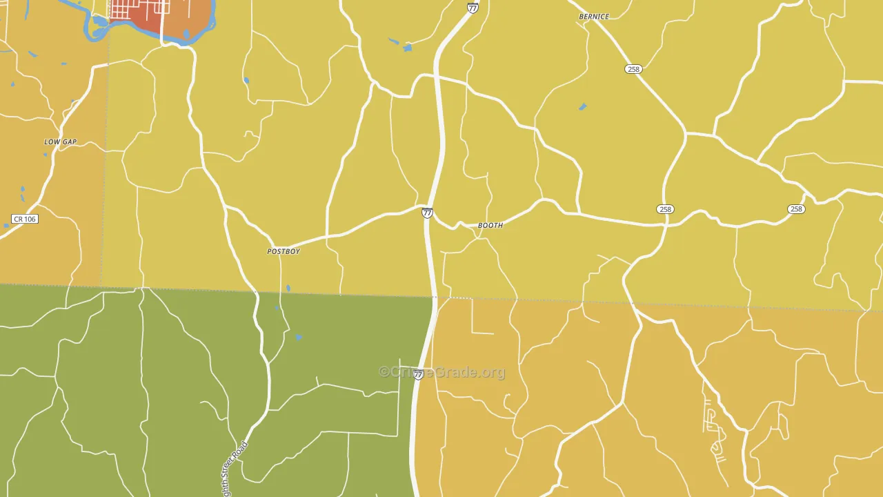 Booth, OH Map of Murder Rates