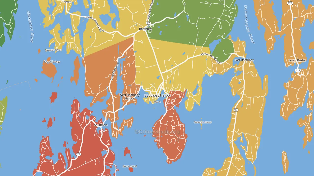 Boothbay Harbor, ME Map of Murder Rates