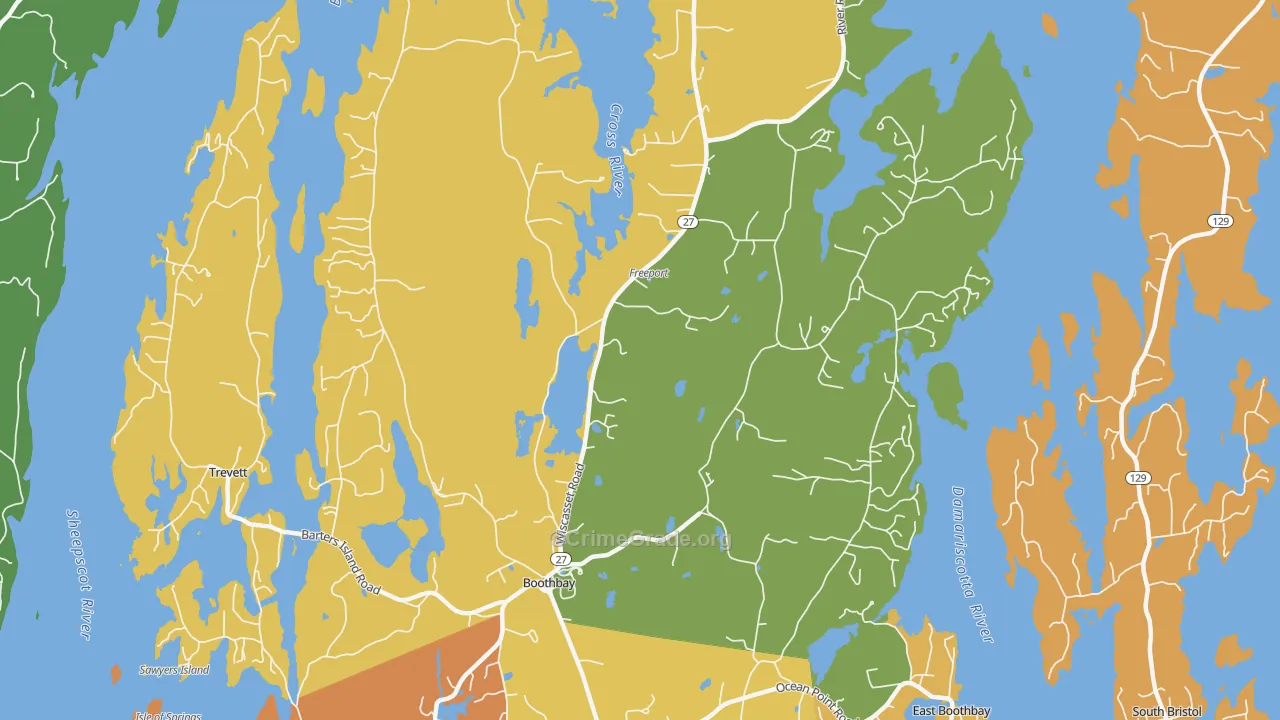 Boothbay, ME Map of Murder Rates