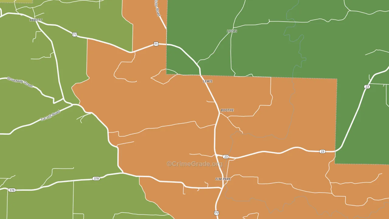 Boothe, AR Map of Murder Rates