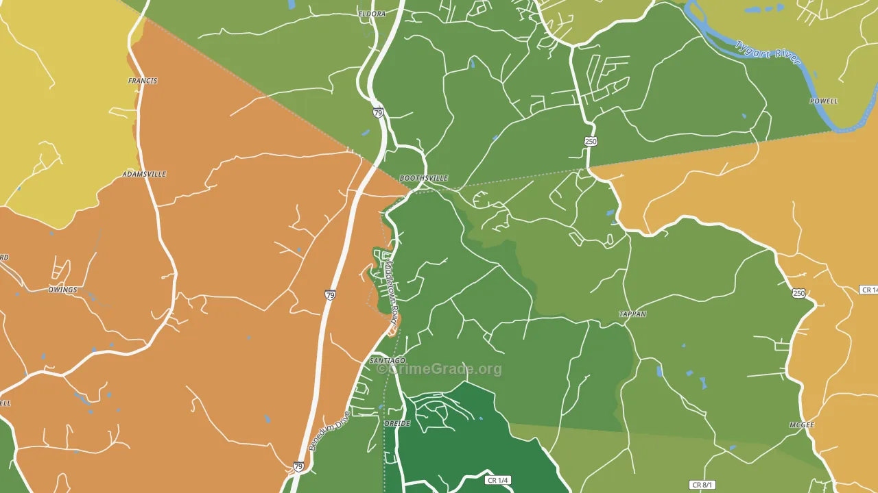 Boothsville, WV Map of Murder Rates