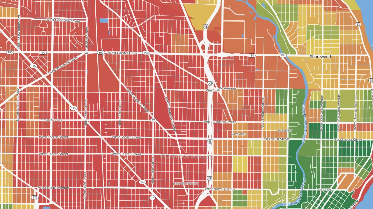 Borchert Field, Milwaukee, WI Map of Murder Rates