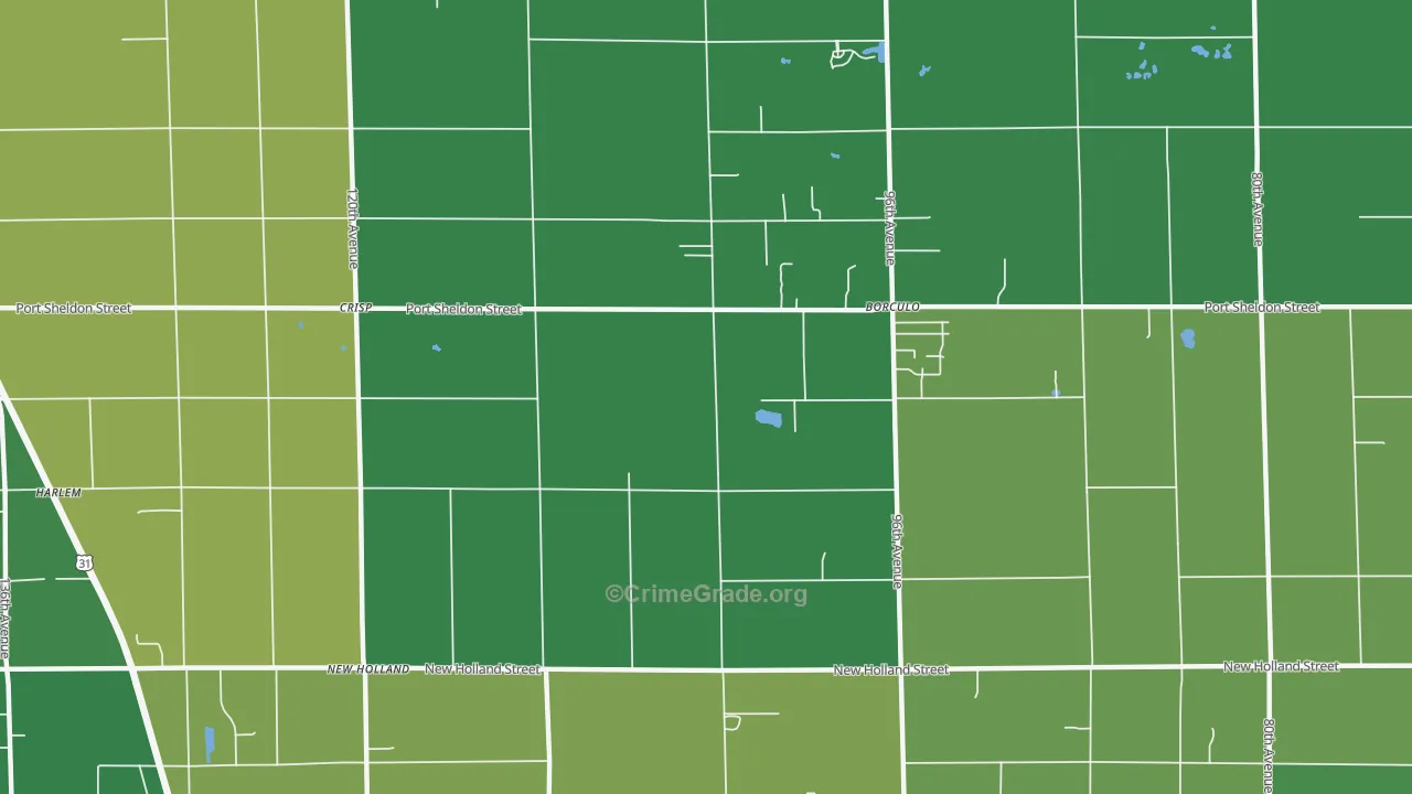 Borculo, MI Map of Murder Rates