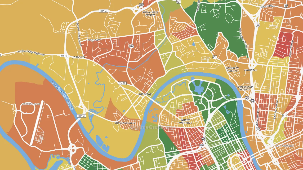 Bordeaux, Nashville, TN Map of Murder Rates