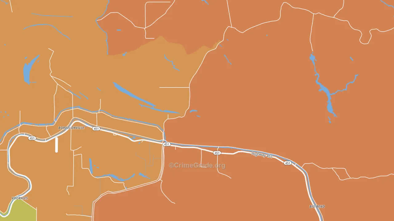 Bordelonville, LA Map of Murder Rates