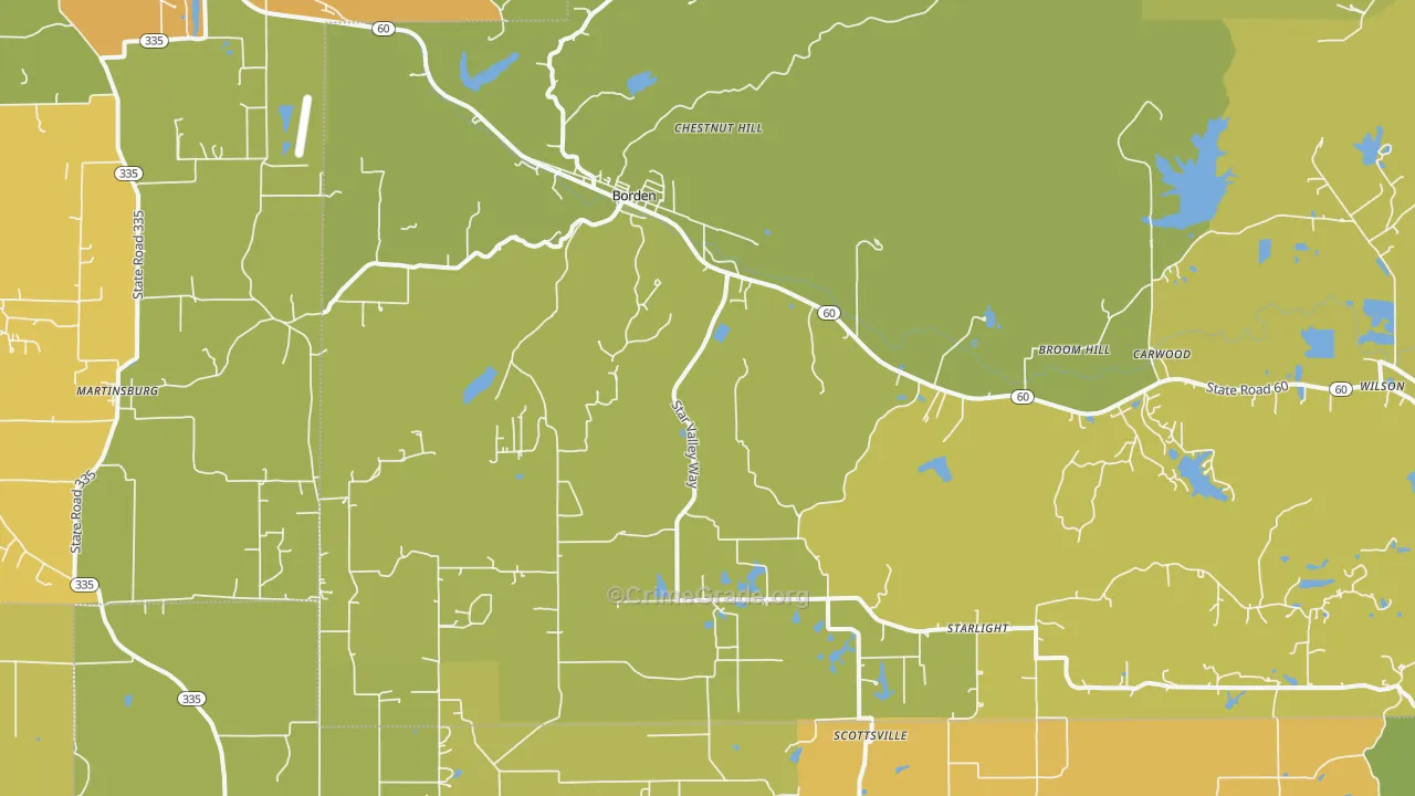 Borden, IN Map of Murder Rates