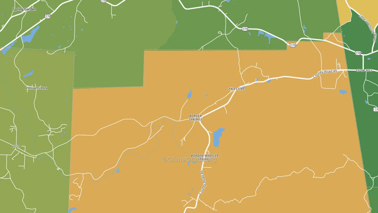 Borden Wheeler Springs, AL Map of Murder Rates