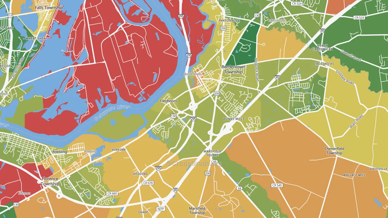 Bordentown, NJ Map of Murder Rates