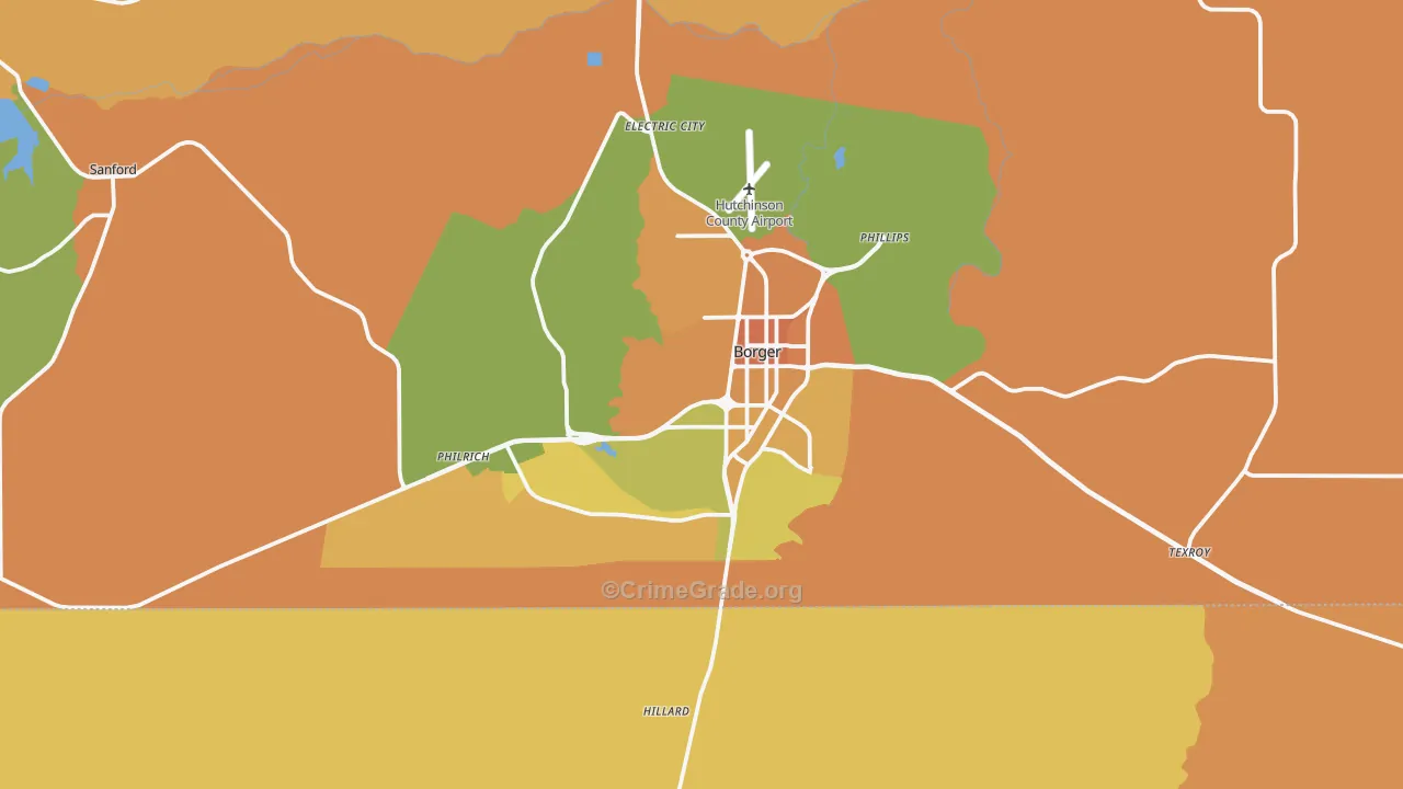 Borger, TX Map of Murder Rates