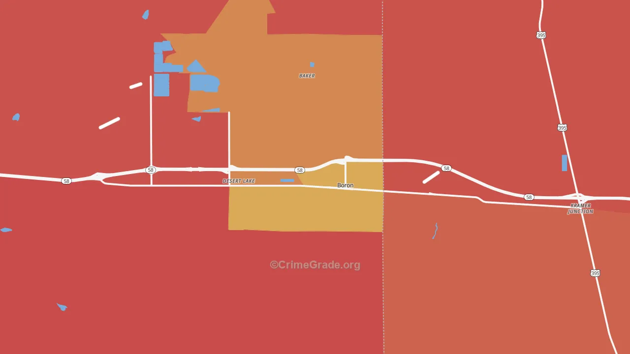 Boron, CA Map of Murder Rates