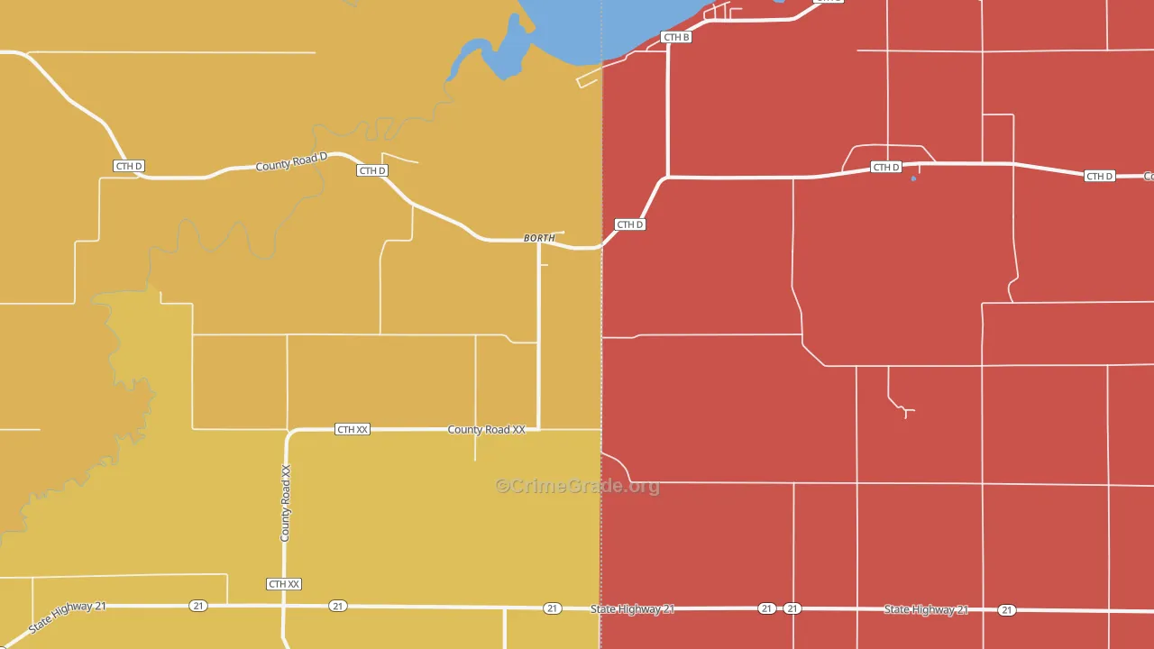 Borth, WI Map of Murder Rates