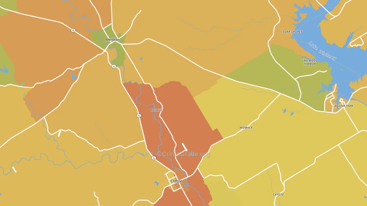 Bosque County, TX Map of Murder Rates