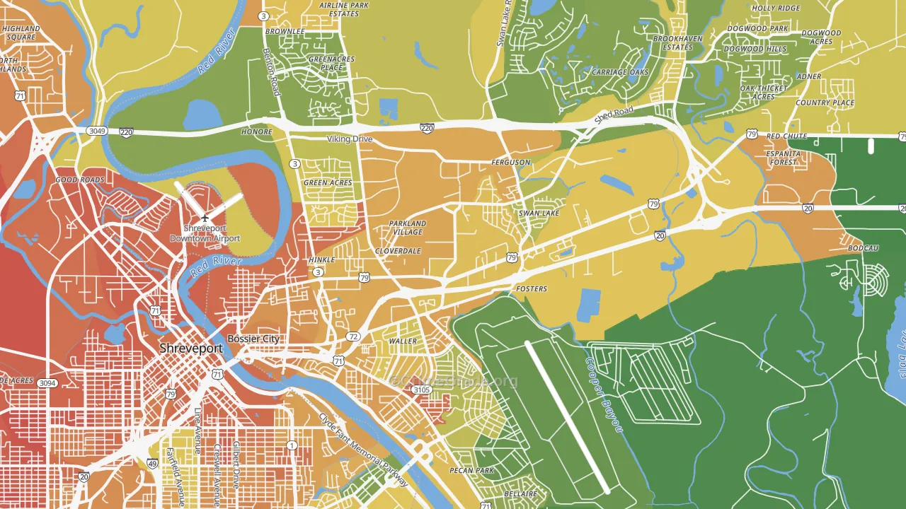 Bossier City, LA Map of Murder Rates