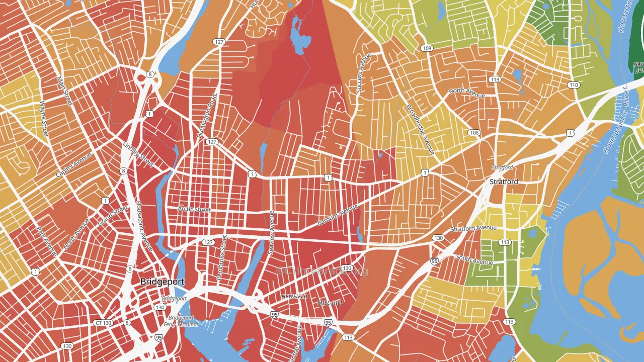 Boston Avenue-Mill Hill, Bridgeport, CT Map of Murder Rates
