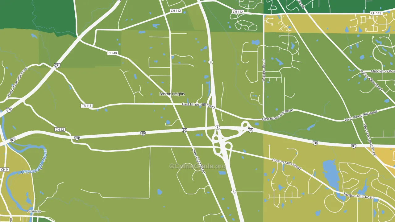Boston Heights, OH Map of Murder Rates
