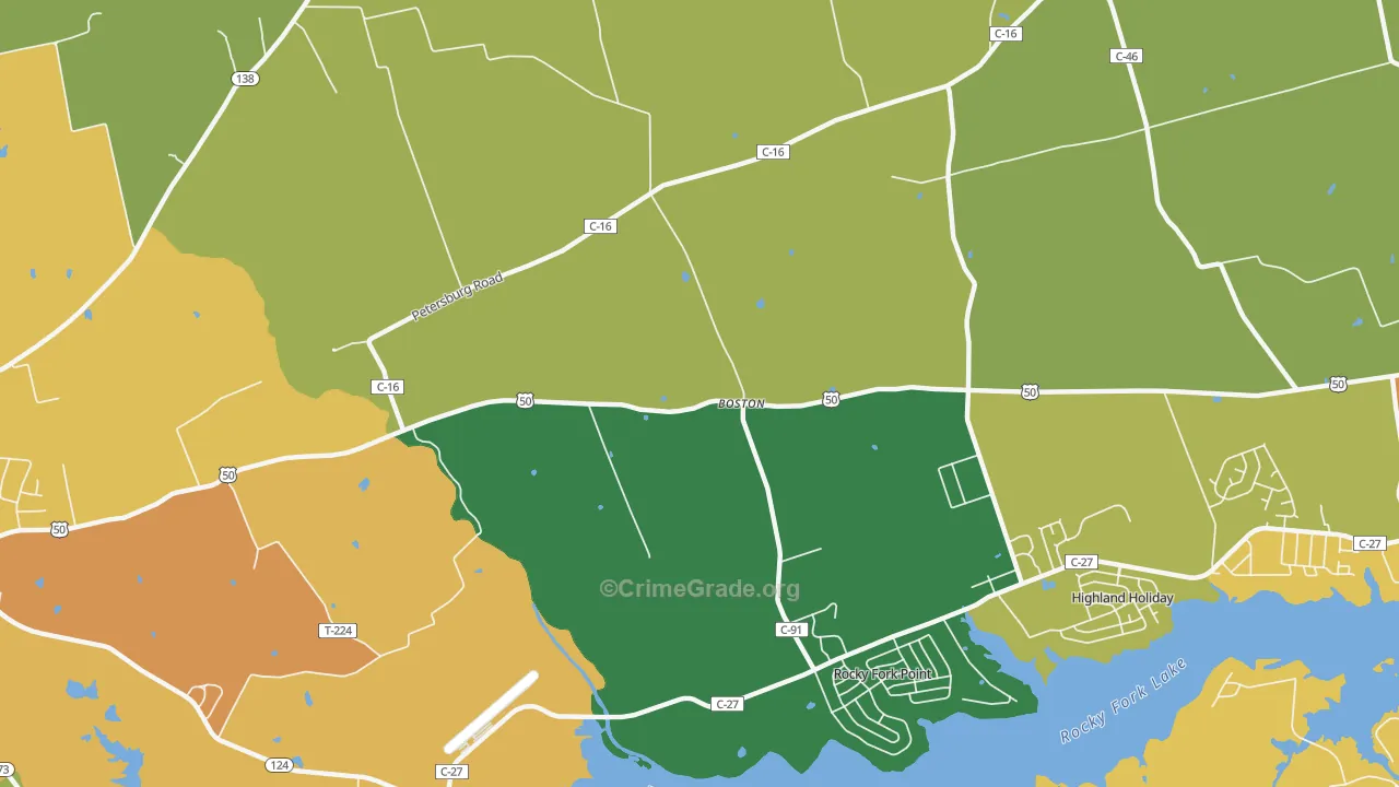 Boston, OH Map of Murder Rates