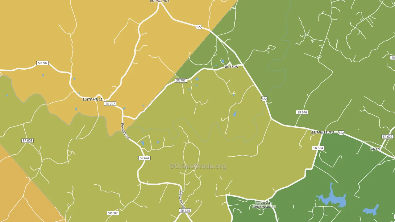 Boston, VA Map of Murder Rates