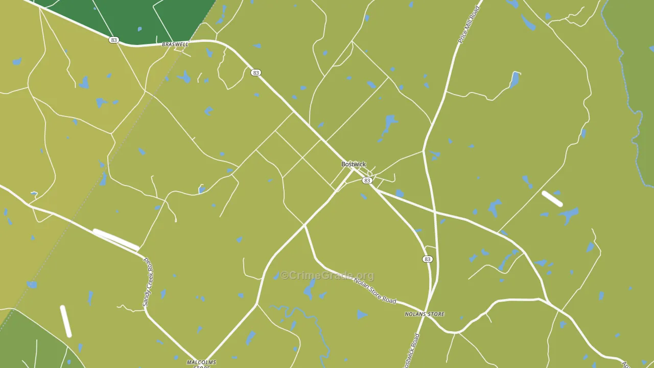 Bostwick, GA Map of Murder Rates