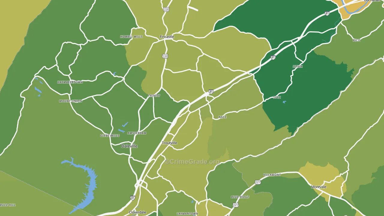 Botetourt County, VA Map of Murder Rates