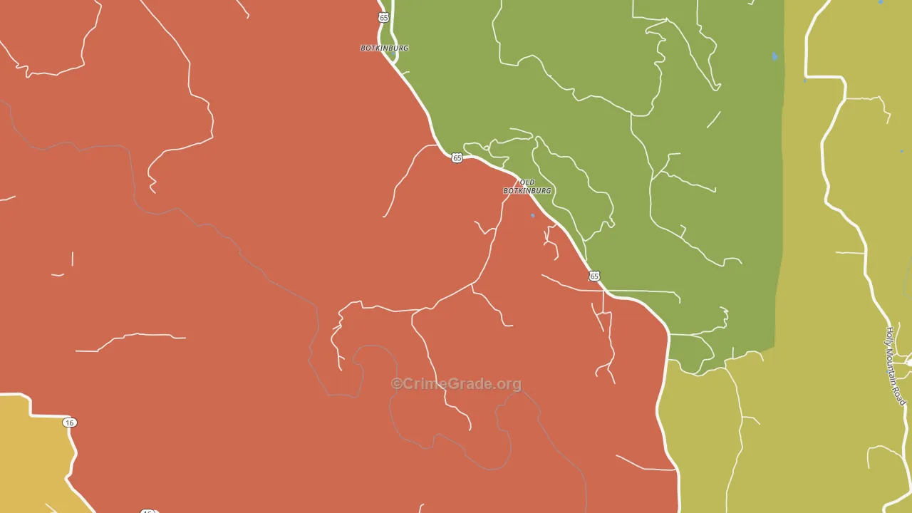 Botkinburg, AR Map of Murder Rates