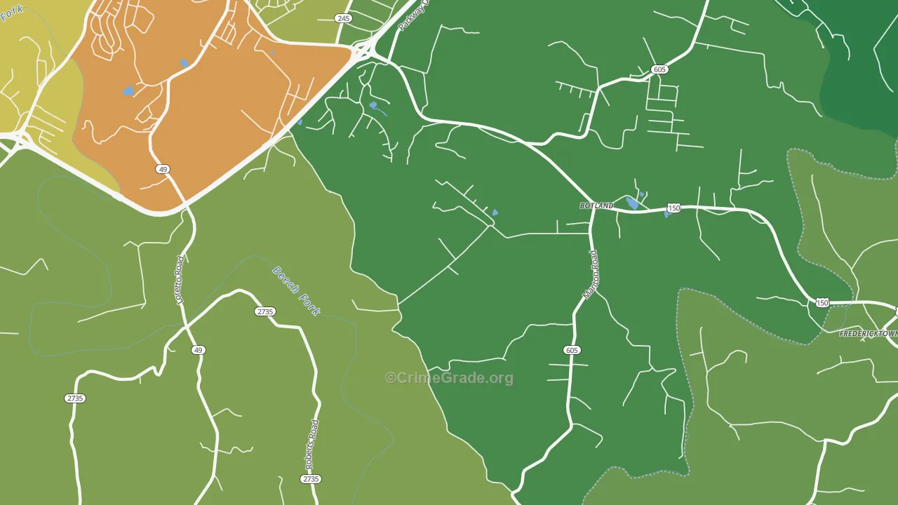 Botland, KY Map of Murder Rates