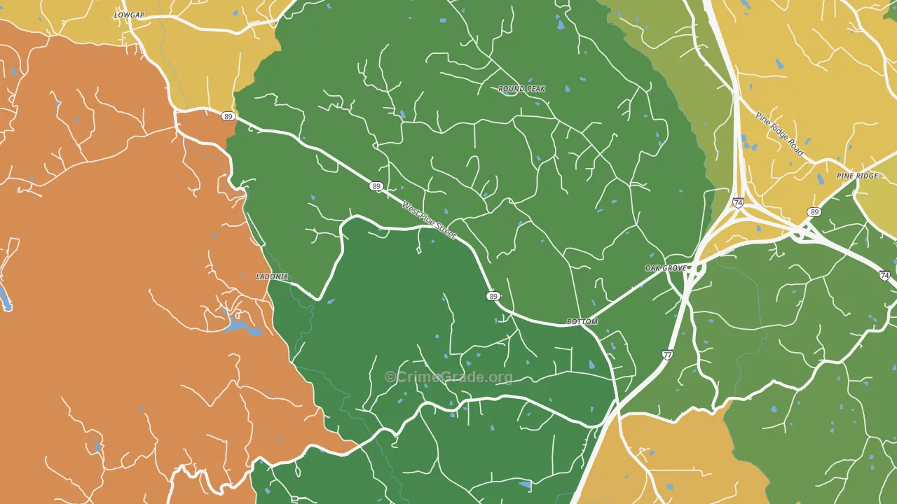 Bottom, NC Map of Murder Rates