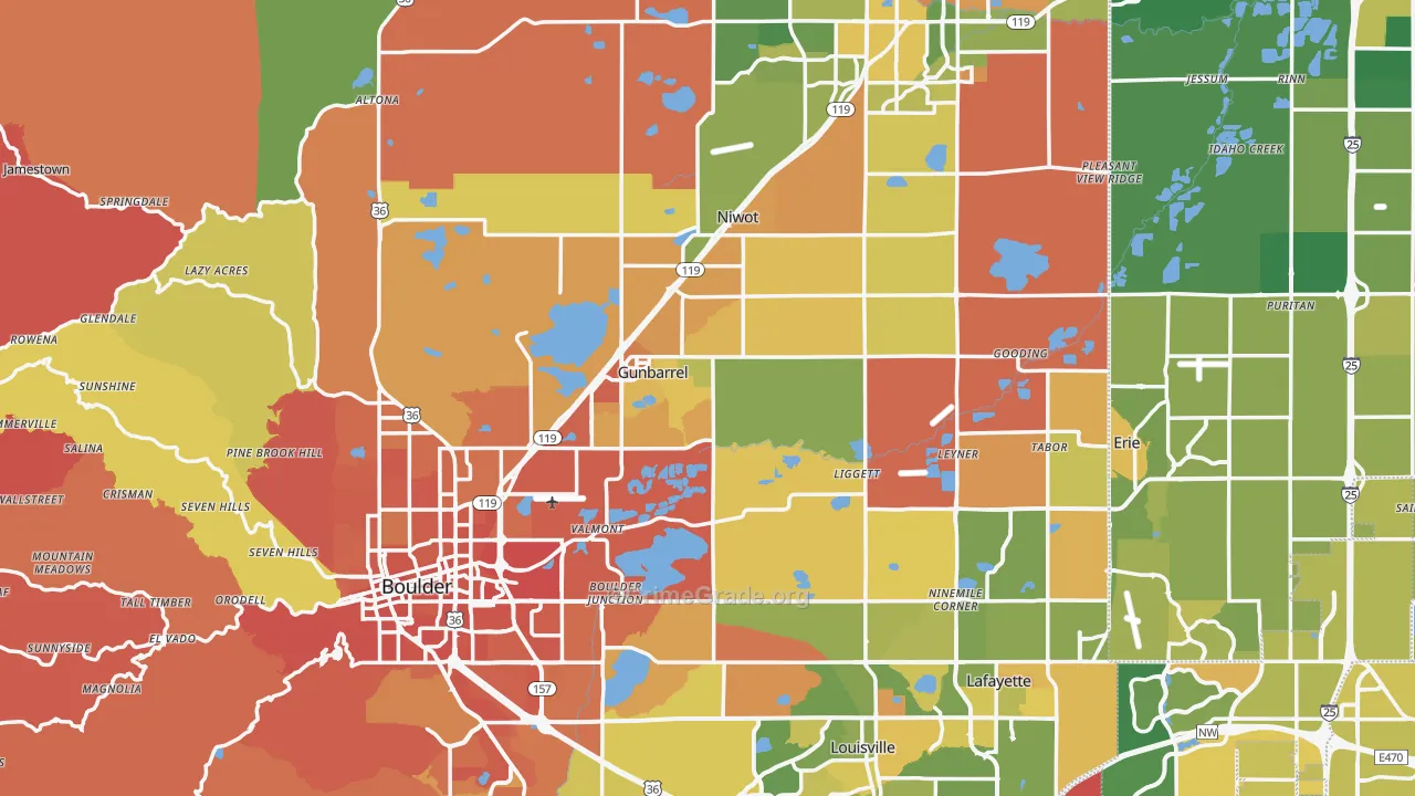Boulder County, CO Map of Murder Rates