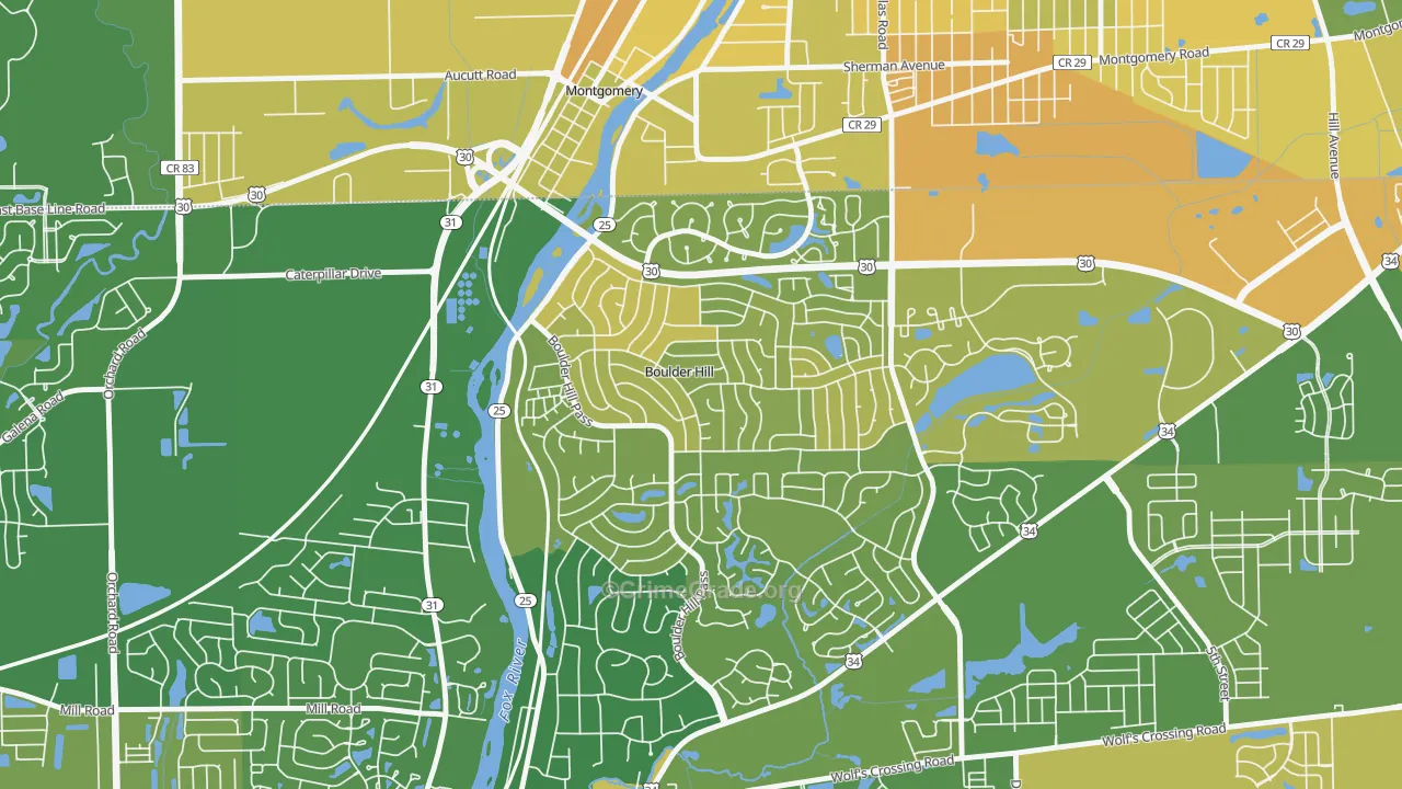 Boulder Hill, IL Map of Murder Rates
