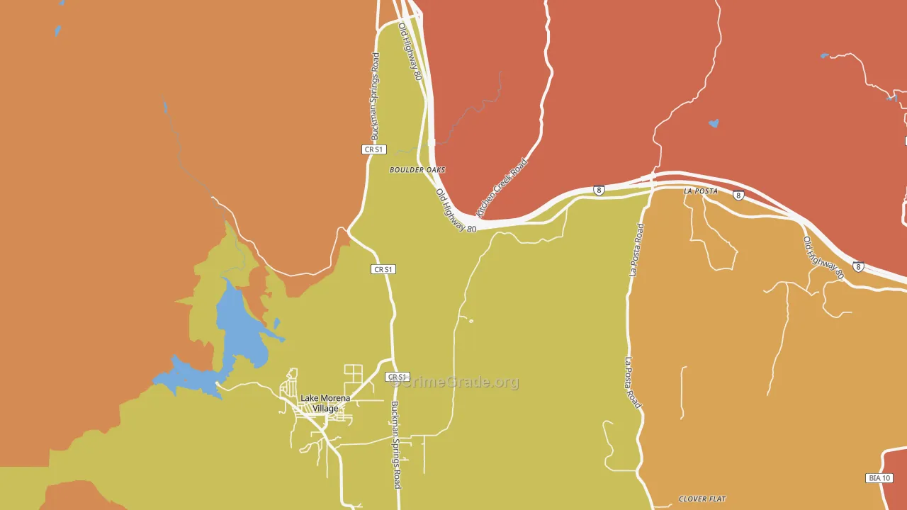 Boulder Oaks, CA Map of Murder Rates