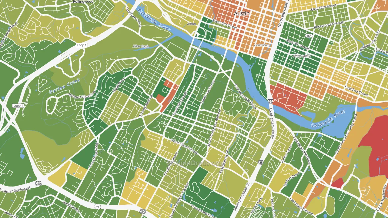 Bouldin, Austin, TX Map of Murder Rates