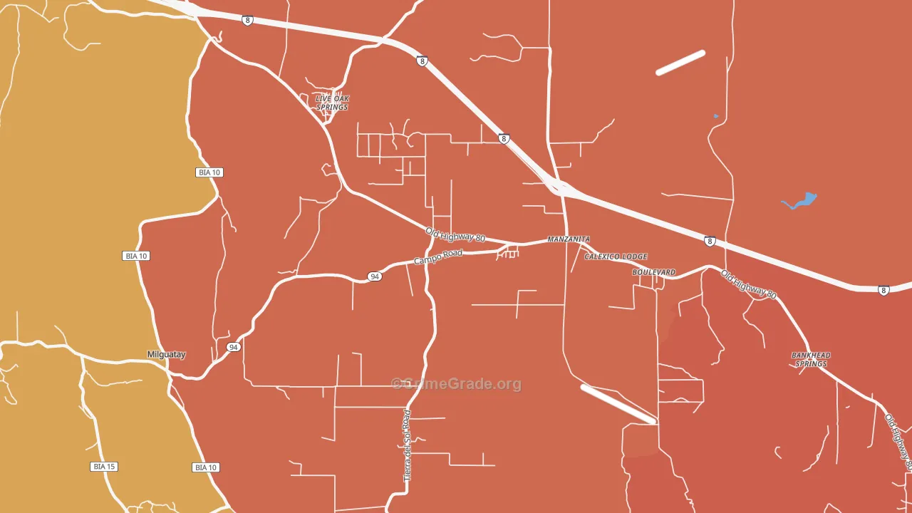 Boulevard, CA Map of Murder Rates