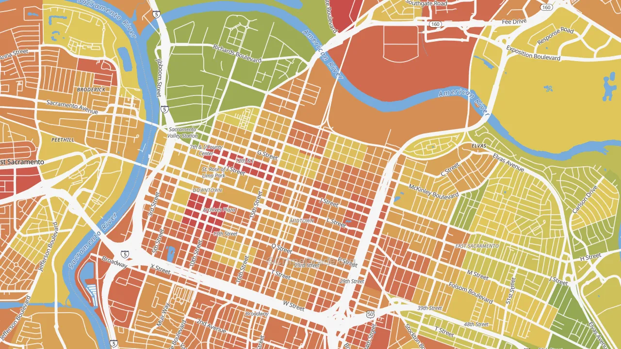 Boulevard Park, Sacramento, CA Map of Murder Rates