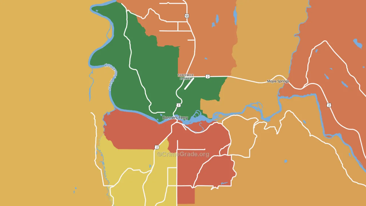 Boundary County, ID Map of Murder Rates