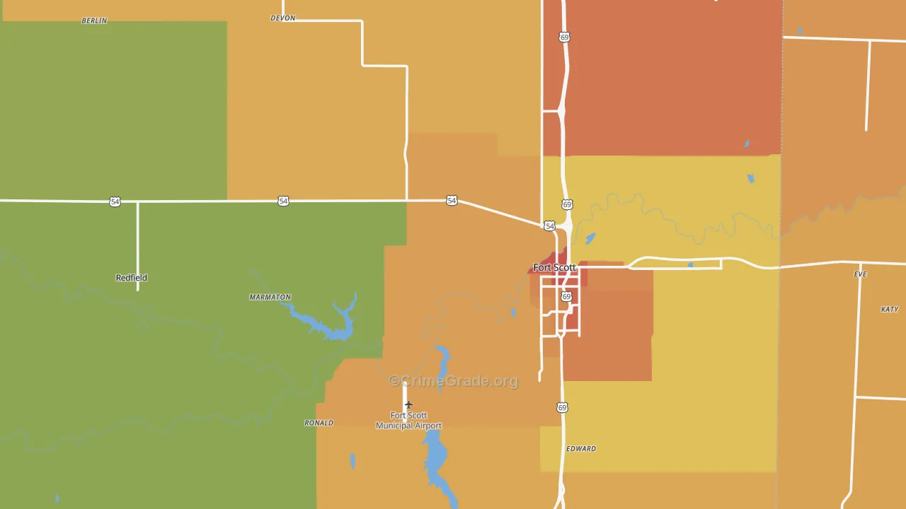 Bourbon County, KS Map of Murder Rates