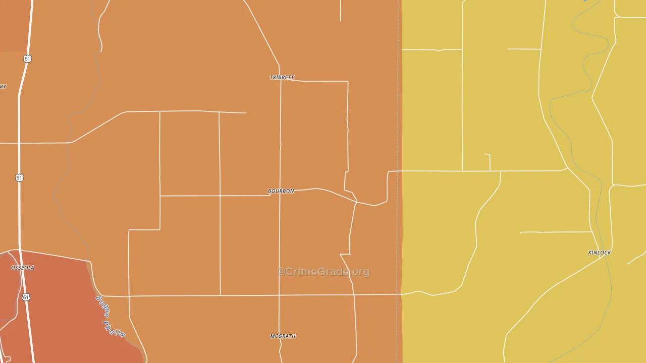 Bourbon, MS Map of Murder Rates