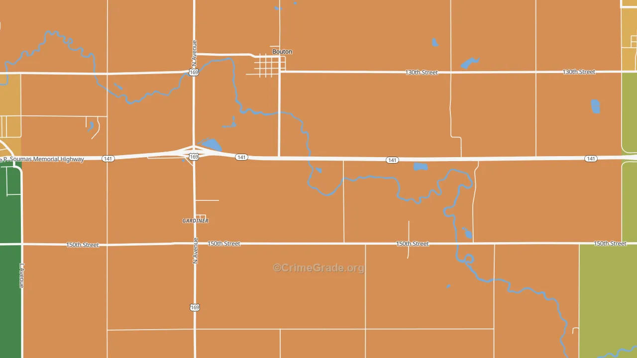 Bouton, IA Map of Murder Rates
