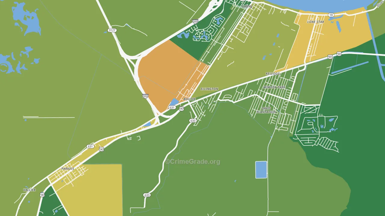 Boutte, LA Map of Murder Rates