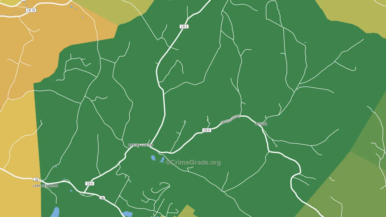 Bovina Center, NY Map of Murder Rates