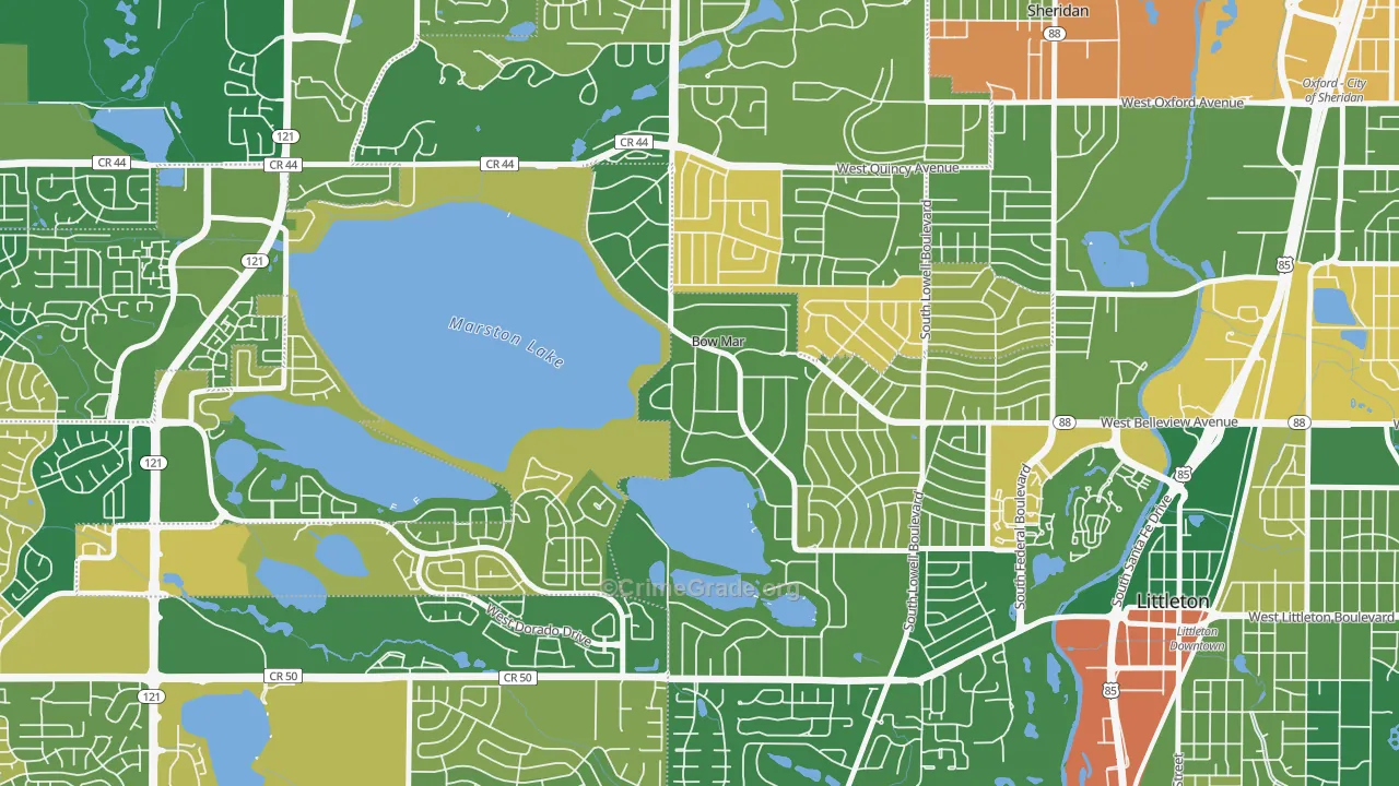 Bow Mar, CO Map of Murder Rates