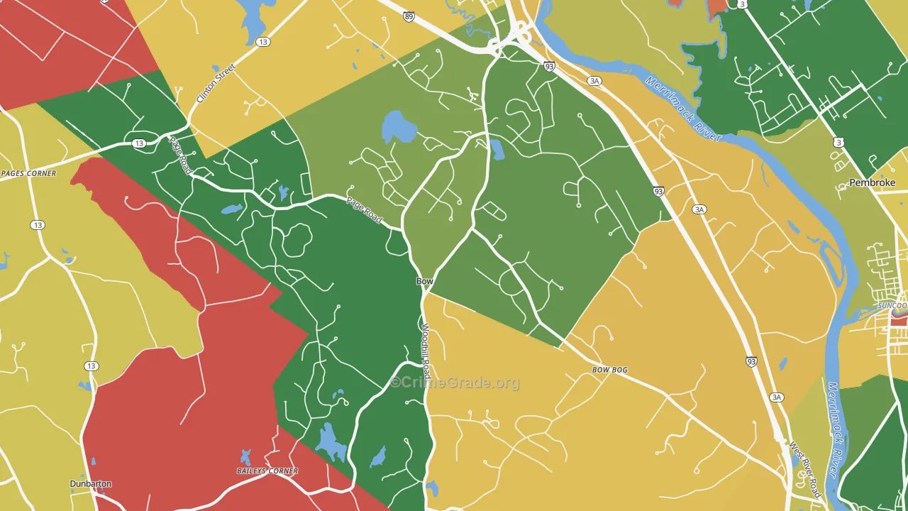 Bow, NH Map of Murder Rates