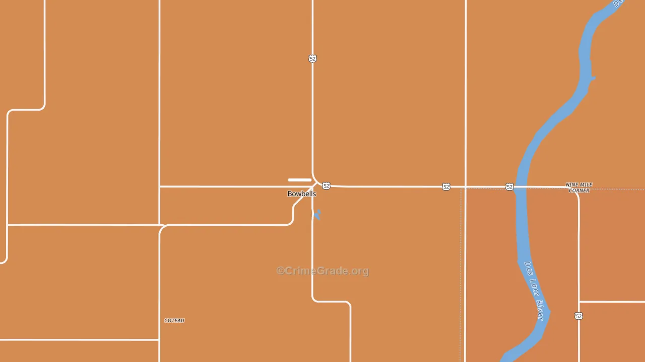 Bowbells, ND Map of Murder Rates
