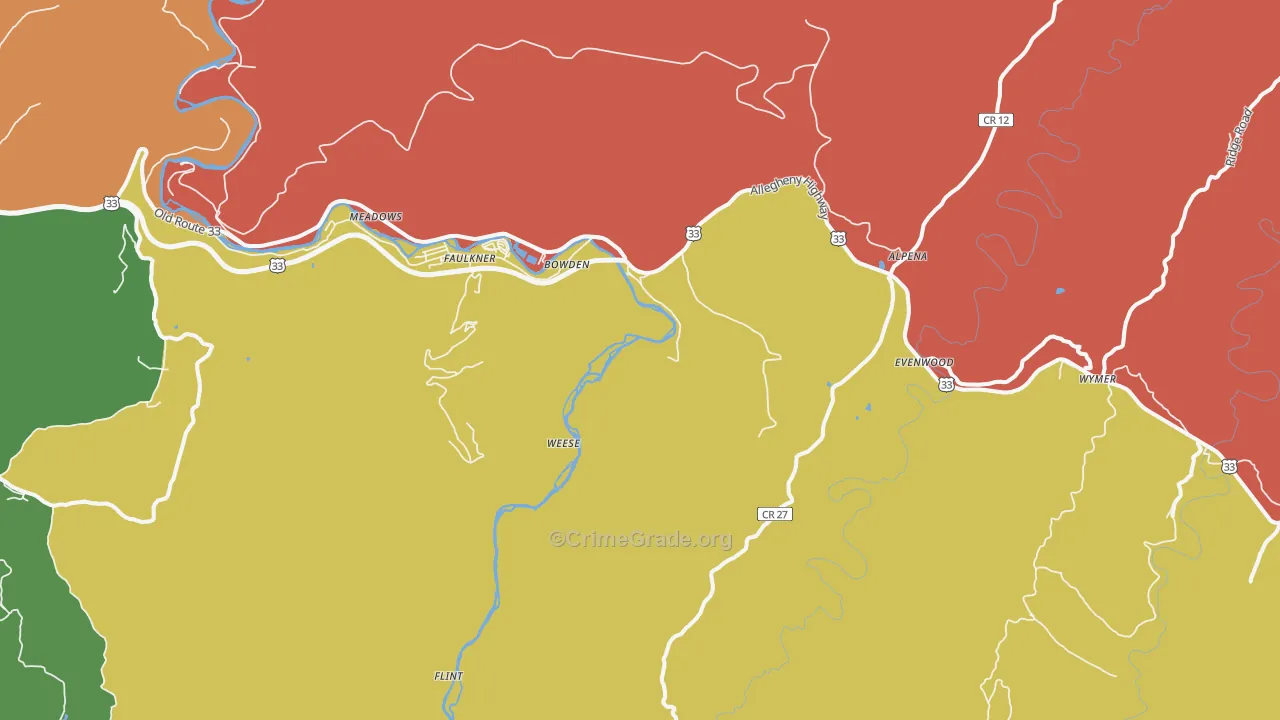 Bowden, WV Map of Murder Rates
