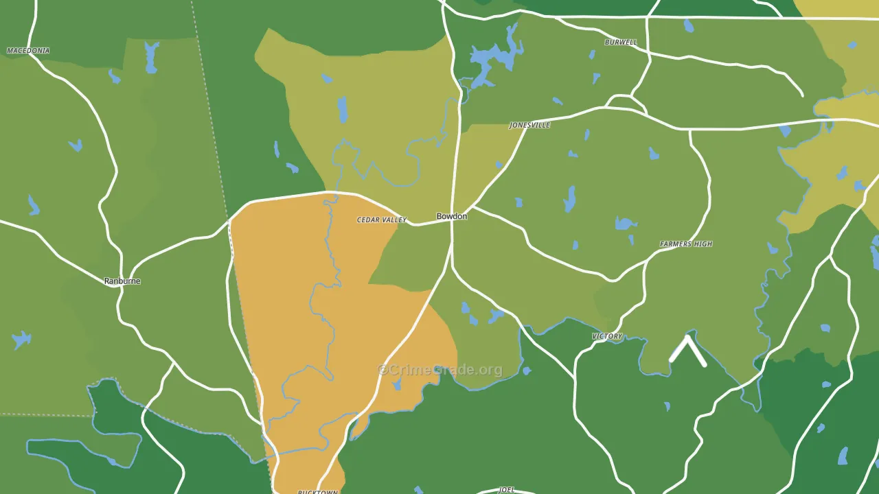 Bowdon, GA Map of Murder Rates