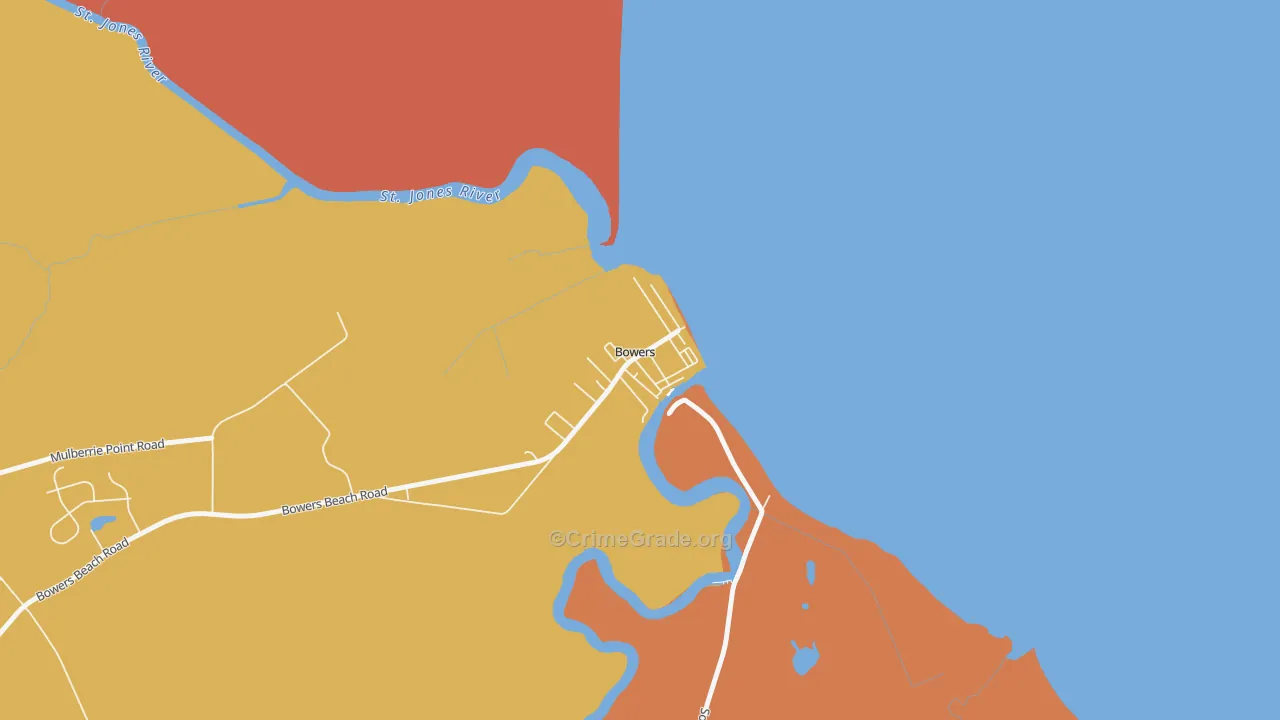 Bowers, DE Map of Murder Rates