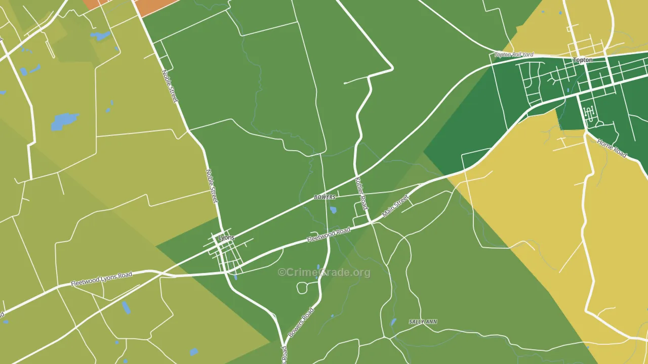 Bowers, PA Map of Murder Rates