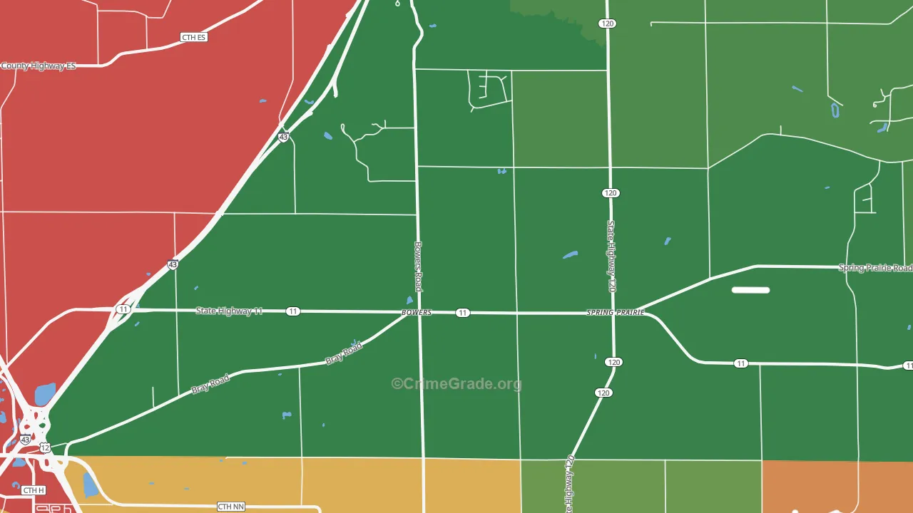 Bowers, WI Map of Murder Rates