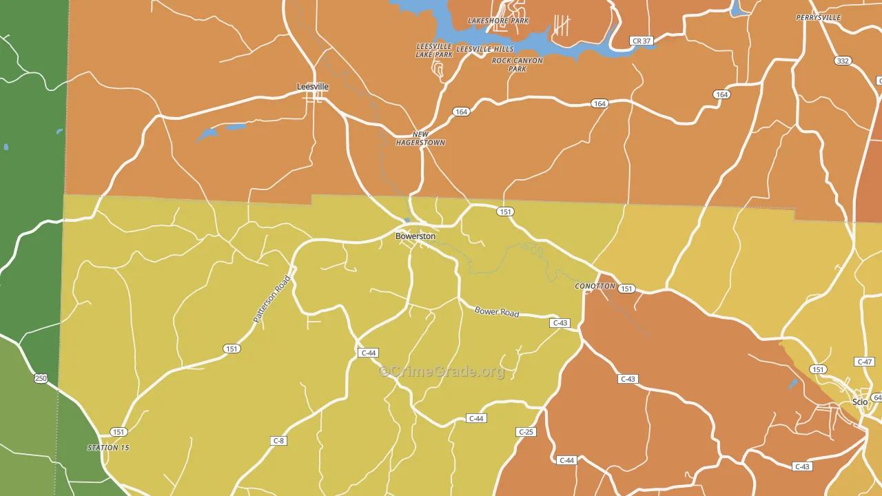 Bowerston, OH Map of Murder Rates